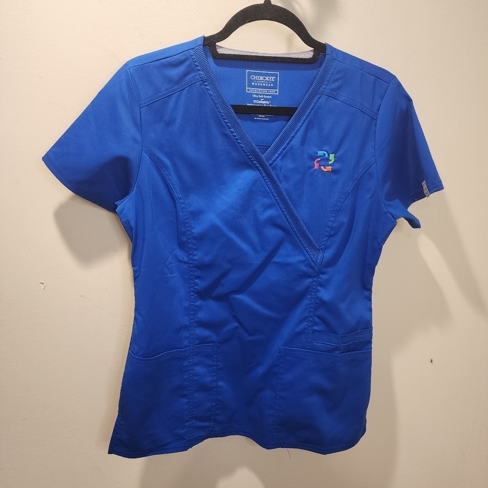 CHEROKEE  Women's royal blue scrub top size XS